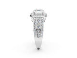 Platinum 10 Carat Asscher Cut Halo  Ring with Split Shank and Four-Prong Setting_14