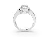 Platinum 10 Carat Cushion Cut Halo  Ring with Split Shank and Four-Prong Setting_15