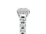 Platinum 10 Carat Cushion Cut  Solitaire Ring with Cathedral Setting and Pavé Band_17