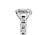 Platinum 10 Carat Emerald Cut  Solitaire Ring with Cathedral Setting and Pavé Band_17