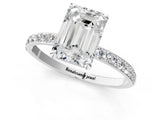 Platinum 10 Carat Emerald Cut  Solitaire Ring with Pave Band and Four Prong Setting_13