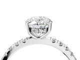 Platinum 10 Carat Oval Cut  Pave Band Solitaire Ring with Four-Prong Setting_4