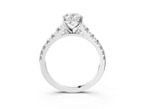 Platinum 10 Carat Oval Cut  Solitaire Ring with Cathedral Setting and Pavé Band_15