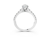 Platinum 10 Carat Pear Cut  Solitaire Ring with Cathedral Setting and Pavé Band_15
