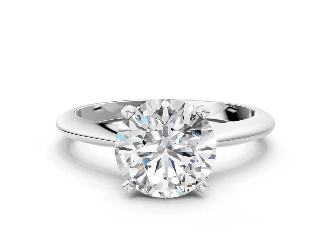 Platinum 10 Carat Round Cut  Solitaire Engagement Ring with Classic Band and Four-Prong Setting
