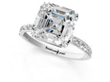 Platinum 2 Carat Asscher Cut  Solitaire Ring with Pave Band and Four Prong Setting_34