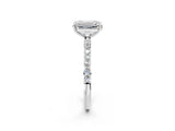 Platinum 2 Carat Emerald Cut  Solitaire Ring with Pave Band and Four Prong Setting_26
