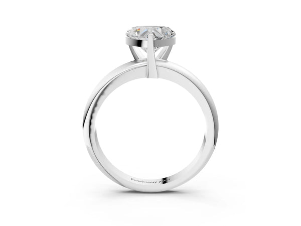 2 Carat Heart Cut Platinum Diamond Solitaire Engagement Ring with Round Band and Four-Prong Setting