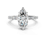 Platinum 2 Carat Marquise Cut Diamond Ring with Marquise and Round  Side Stones and Four-Prong Setting_60