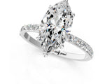 Platinum 2 Carat Marquise Cut  Solitaire Ring with Pave Band and Four Prong Setting_13