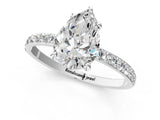 Platinum 2 Carat Pear Cut  Solitaire Ring with Pave Band and Four Prong Setting_25