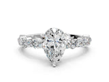 Platinum 2 Carat Pear Cut  Solitaire with Side Stones, Pave Band, Four-Prong Setting_24