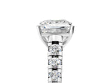 Platinum 2 Carat Princess Cut  Solitaire Ring with Cathedral Setting and Pavé Band_17