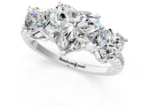 Platinum 2 Carat Three-Stone Heart Cut  Ring with Pavé Band and Prong Setting_13