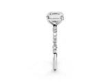 Platinum 2.5 Carat Asscher Cut  Solitaire Ring with Pave Band and Four Prong Setting_14