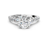 Platinum 2.5 Carat Round Cut  Solitaire Ring with Cathedral Setting and Pavé Band_12