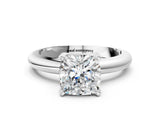 Platinum 3 Carat Cushion Cut  Solitaire Engagement Ring with Round Band and Four-Prong Setting_48