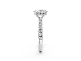 Platinum 3 Carat Oval Cut  Pave Band Solitaire Ring with Four-Prong Setting_2