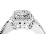 Platinum 3 Carat Princess Cut Halo  Ring with Split Shank and Four-Prong Setting_16