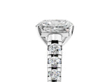 Platinum 3 Carat Radiant Cut  Solitaire Ring with Cathedral Setting and Pavé Band_17