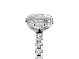 Platinum 3 Carat Radiant Cut  Solitaire Ring with Pavé Band and Four-Prong Setting_29