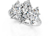 Platinum 3 Carat Three-Stone Marquise Cut  Ring with Pavé Band and Prong Setting_13