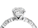 Platinum 3.5 Carat Cushion Cut Diamond Ring with Marquise and Round  Side Stones and Four-Prong Setting_64