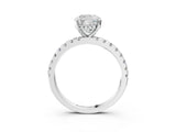 Platinum 3.5 Carat Cushion Cut  Solitaire Ring with Pavé Band and Four-Prong Setting_27