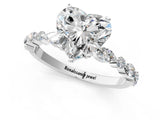 Platinum 3.5 Carat Heart Cut Diamond Ring with Marquise and Round  Side Stones and Four-Prong Setting_37
