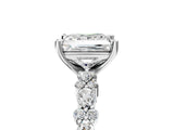 Platinum 3.5 Carat Princess Cut  Solitaire with Side Stones, Pave Band, Four-Prong Setting_29