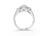 Platinum 3.5 Carat Three-Stone Marquise Cut  Ring with Pavé Band and Prong Setting_15