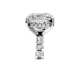 Platinum 4 Carat Asscher Cut  Solitaire Ring with Pavé Band and Four-Prong Setting_17