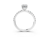 Platinum 4 Carat Emerald Cut  Pave Band Solitaire Ring with Four-Prong Setting_3