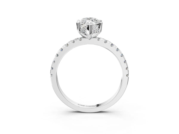 4 Carat Marquise Cut Platinum Diamond Solitaire Ring with Round  Pavé Band and Four-Prong Setting