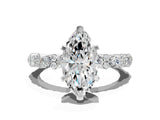 Platinum 4 Carat Marquise Cut  Solitaire with Side Stones, Pave Band, Four-Prong Setting_72