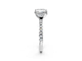 Platinum 4 Carat Princess Cut  Solitaire Ring with Pavé Band and Four-Prong Setting_14