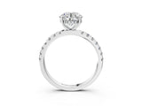 Platinum 4 Carat Round Cut  Pave Band Solitaire Ring with Four-Prong Setting_3