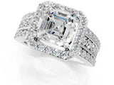 Platinum 5 Carat Asscher Cut Halo  Ring with Split Shank and Four-Prong Setting_13