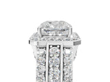 Platinum 5 Carat Cushion Cut Halo  Ring with Split Shank and Four-Prong Setting_17