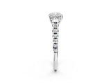 Platinum 5 Carat Cushion Cut  Solitaire Ring with Cathedral Setting and Pavé Band_14