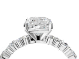 Platinum 5 Carat Cushion Cut  Solitaire with Side Stones, Pave Band, Four-Prong Setting_28