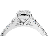 Platinum 5 Carat Emerald Cut  Solitaire Ring with Cathedral Setting and Pavé Band_16