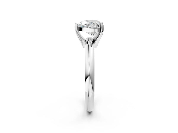 5 Carat Heart Cut Platinum Diamond Solitaire Engagement Ring with Round Band and Four-Prong Setting