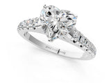 Platinum 5 Carat Heart Cut  Solitaire Ring with Cathedral Setting and Pavé Band_13
