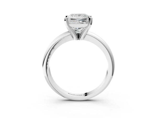 5 Carat Princess Cut Platinum Diamond Solitaire Engagement Ring with Round Band and Four-Prong Setting