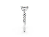 Platinum 6 Carat Emerald Cut  Solitaire Ring with Cathedral Setting and Pavé Band_14