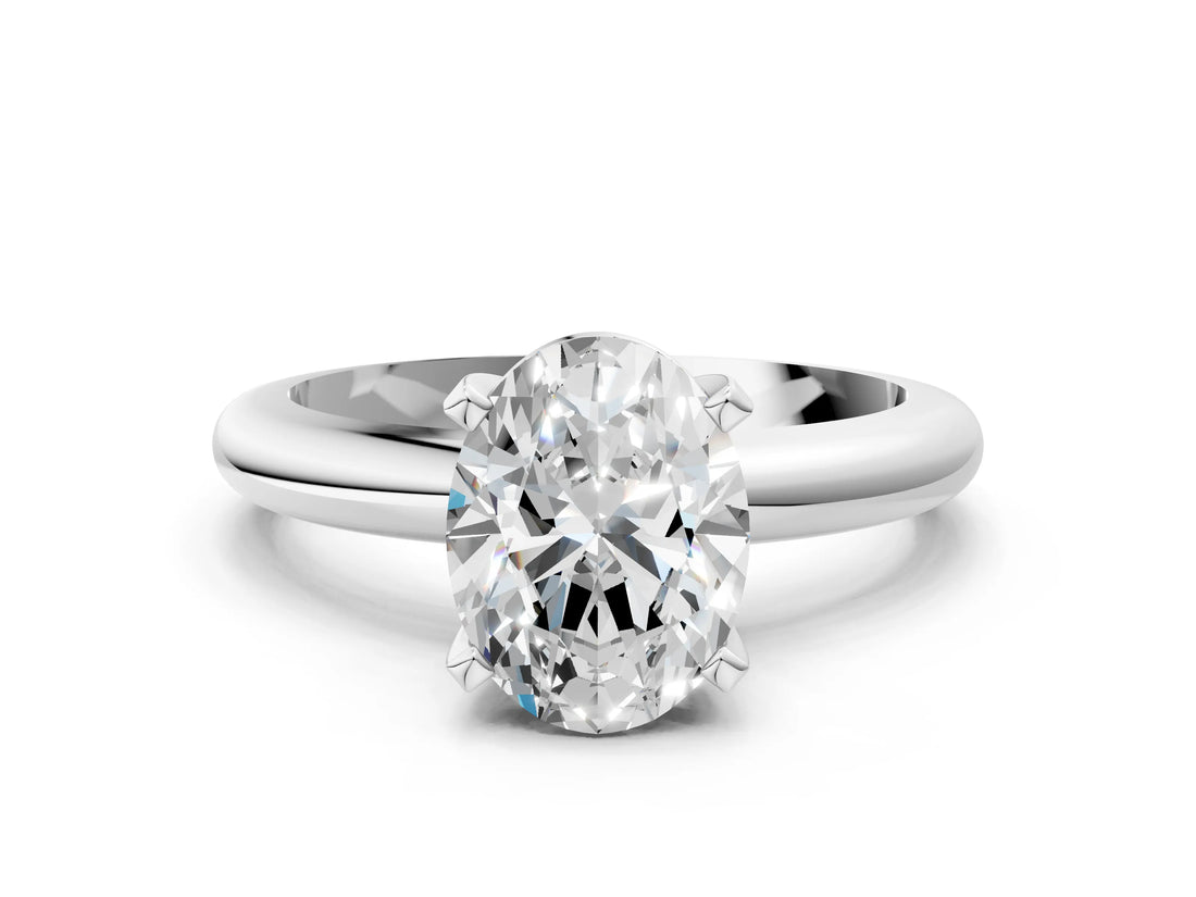 Platinum 6 Carat Oval Cut  Solitaire Engagement Ring with Round Band and Four-Prong Setting_48