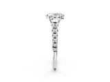 Platinum 6 Carat Oval Cut  Solitaire Ring with Cathedral Setting and Pavé Band_14
