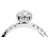 Platinum 6 Carat Pear Cut  Pave Band Solitaire Ring with Four-Prong Setting_4