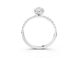 Platinum 6 Carat Pear Cut  Solitaire Ring with Pave Band and Four Prong Setting_27